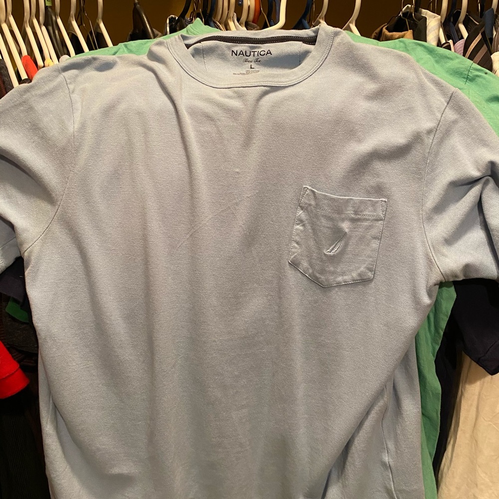 NWOT Nautica Pocket T-shirt Light baby blue Large